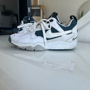 Nike White and Dark Green Athletic Shoes